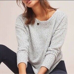 Anthropologie Saturday Sunday Gray Leopard Print Pullover Sweater Womens Large
